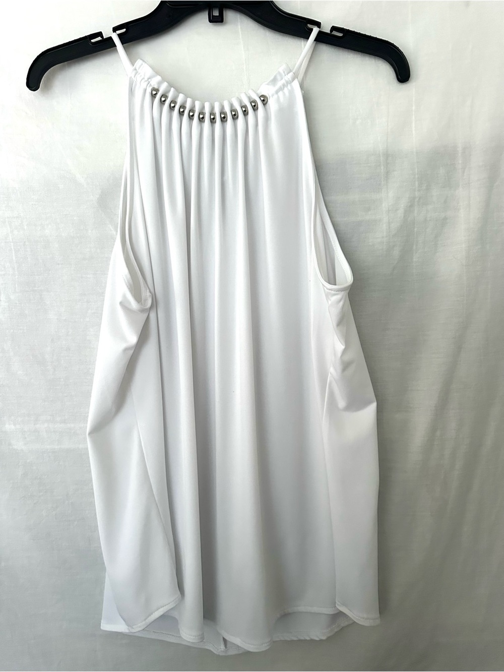 MICHAEL Michael Kors White Groomed Grommet Halter Neck Blouse Tank Top XL
